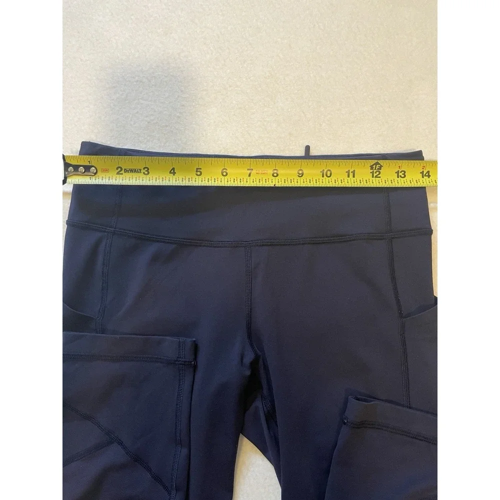 Lululemon Cropped Leggings Women's Size 6 Blue Stretch Yoga Pockets‎ Athleisure
